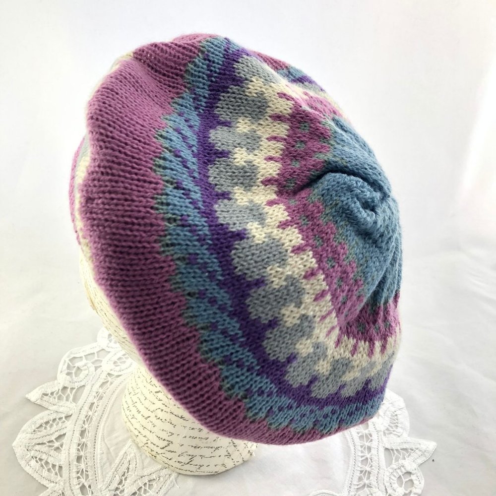Vintage Knit Beret Sweater Hat Fall Winter Slouchy - Picture 3 of 5